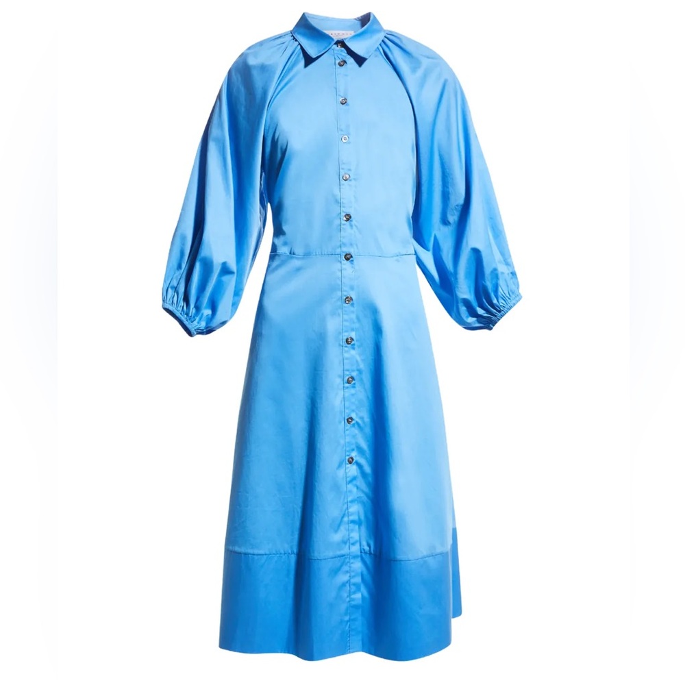 Harshman Women's Blue Button Front Muriel Shirt Dress S NWT